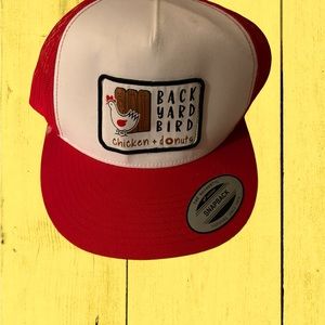 Backyard chicken and donuts SnapBack hat red/white
